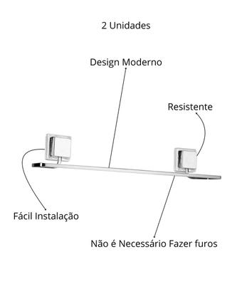 Imagem de Kit 2 Suportes Porta Toalha Banho Banheiro Sem Furo Fita 3m