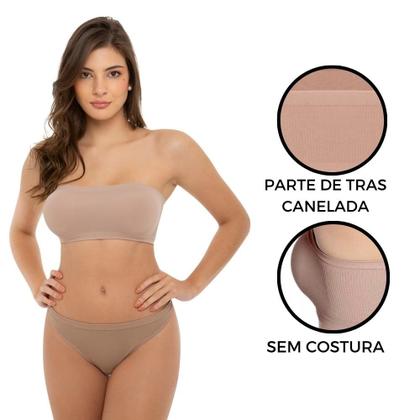 Imagem de Kit 2 Sutia Faixa Sem Alça Top Sem Costura Sem Bojo Microfibra Trifil Canelado Original