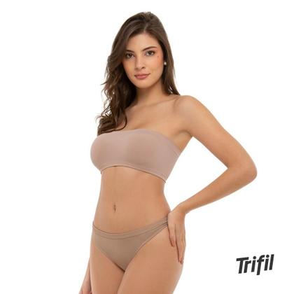 Imagem de Kit 2 Sutia Faixa Sem Alça Top Sem Costura Sem Bojo Microfibra Trifil Canelado Original
