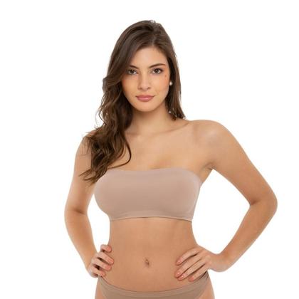 Imagem de Kit 2 Sutia Faixa Sem Alça Top Sem Costura Sem Bojo Microfibra Trifil Canelado Original