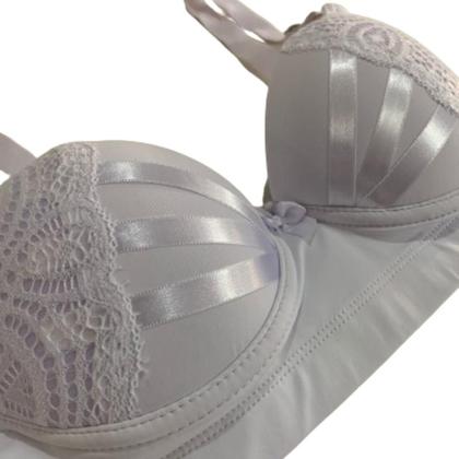 Imagem de Kit 2 Sutiã Feminino Sustentação Com Alça Reforçada Detalhe Fita Bojo Íntimo Reforçado Microfibra