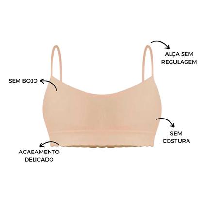 Imagem de Kit 2 Sutiã Infantil Juvenil Feminino Sem Bojo E Sem Costura Para Meninas
