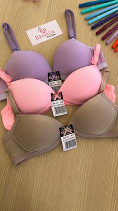 Imagem de Kit 2 Sutiã infantil menina moça de bojo juvenil microfibra