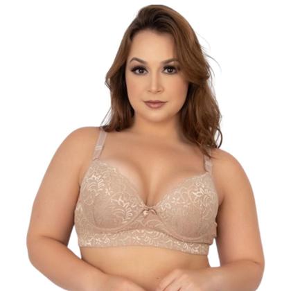 Imagem de Kit 2 Sutiã Reforçado Plus Size Feminino Com Bojo Sustentação De Renda Alça Grossa Com Aro Conforto