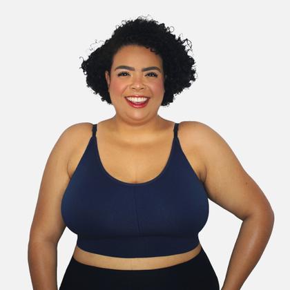Imagem de Kit 2 Sutiã Top Alça Fina Cropped Academia C/ Bojo Plus Size