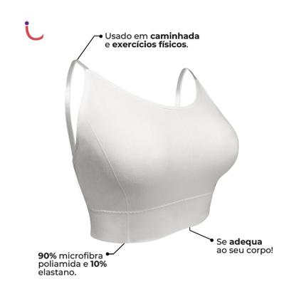 Imagem de Kit 2 Sutiã Top Alça Fina Cropped Academia C/ Bojo Plus Size