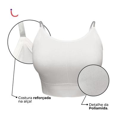 Imagem de Kit 2 Sutiã Top Alça Fina Cropped Academia C/ Bojo Plus Size