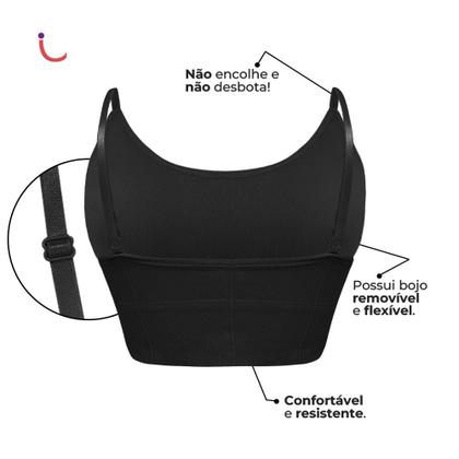 Imagem de Kit 2 Sutiã Top Alça Fina Cropped Academia C/ Bojo Plus Size