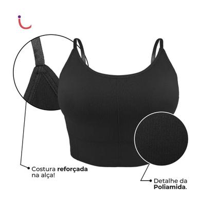 Imagem de Kit 2 Sutiã Top Alça Fina Cropped Academia C/ Bojo Plus Size