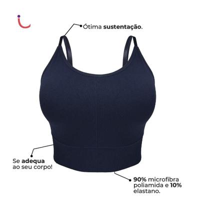 Imagem de Kit 2 Sutiã Top Alça Fina Cropped Academia C/ Bojo Plus Size
