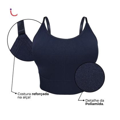 Imagem de Kit 2 Sutiã Top Alça Fina Cropped Academia C/ Bojo Plus Size