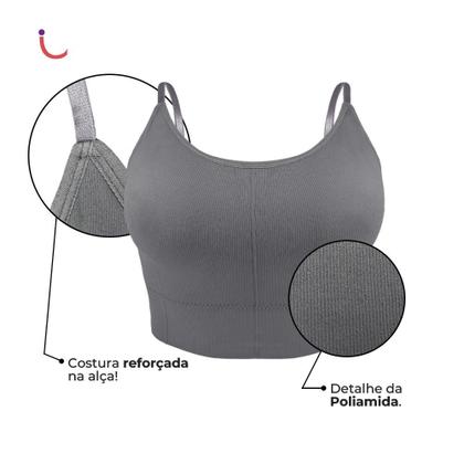 Imagem de Kit 2 Sutiã Top Alça Fina Cropped Academia C/ Bojo Plus Size