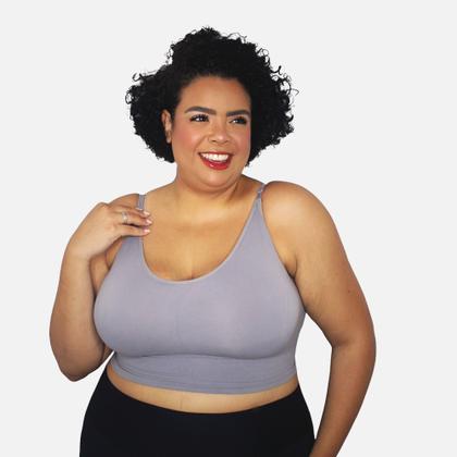 Imagem de Kit 2 Sutiã Top Alça Fina Cropped Academia C/ Bojo Plus Size