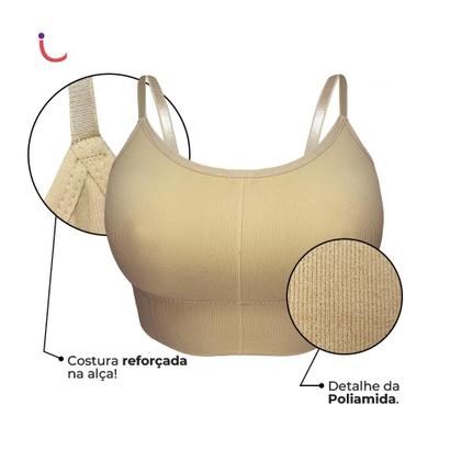 Imagem de Kit 2 Sutiã Top Alça Fina Cropped Academia C/ Bojo Plus Size