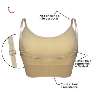 Imagem de Kit 2 Sutiã Top Alça Fina Cropped Academia C/ Bojo Plus Size