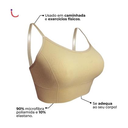 Imagem de Kit 2 Sutiã Top Alça Fina Cropped Academia C/ Bojo Plus Size