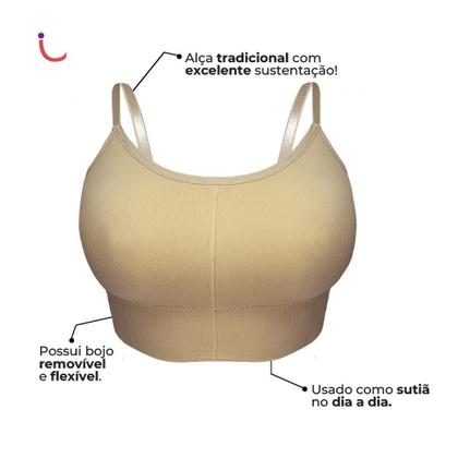 Imagem de Kit 2 Sutiã Top Alça Fina Cropped Academia C/ Bojo Plus Size