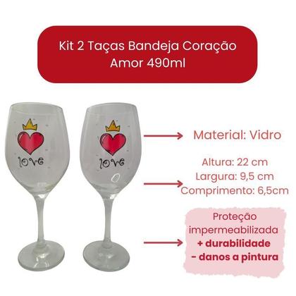 Imagem de Kit 2 Taças Coração Amor Casal Personalizada Vinho