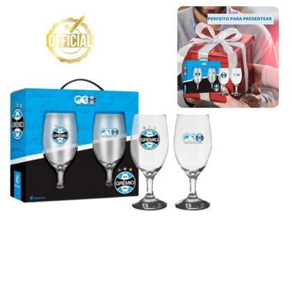 Imagem de Kit 2 Taças Windsor Vidro 330ml Cerveja Vinho Chopp Time Escudos Grêmio Oficial Presente