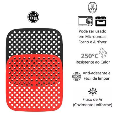 Imagem de Kit 2 Tapete Airfryer Silicone Protetor Forro Universal 21Cm