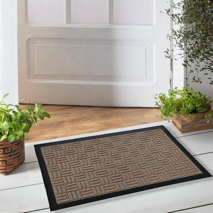 Imagem de Kit 2 Tapete Antiderrapante Capacho 40cm X 60cm Porta Sala Entrada Quarto Banheiro Emborrachado Fibra Vinil