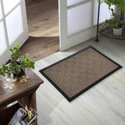 Imagem de Kit 2 Tapete Antiderrapante Capacho 40cm X 60cm Porta Sala Entrada Quarto Banheiro Emborrachado Fibra Vinil