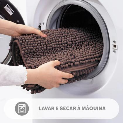 Imagem de Kit 2 Tapete de Banheiro Macarrão Bolinha Antederrapante 60x40 Ultra Absorvente Toque Macio