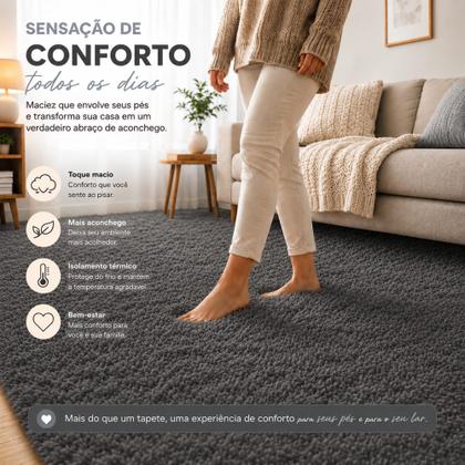 Imagem de Kit 2 Tapete Passadeira Peludo Felpudo Antiderrapante Quarto Sala Corredor Cozinha 2,00x0,55m