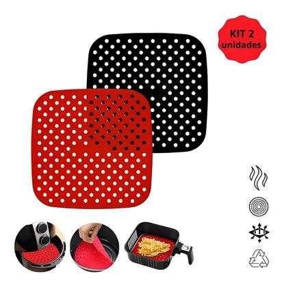 Imagem de Kit 2 Tapete protetor Culinário Airfryer Fritadeira forno Silicone 20cm