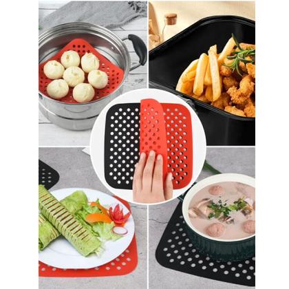 Imagem de Kit 2 Tapetes Cozimento Quadrado Fritadeira Elétrica de Silicone