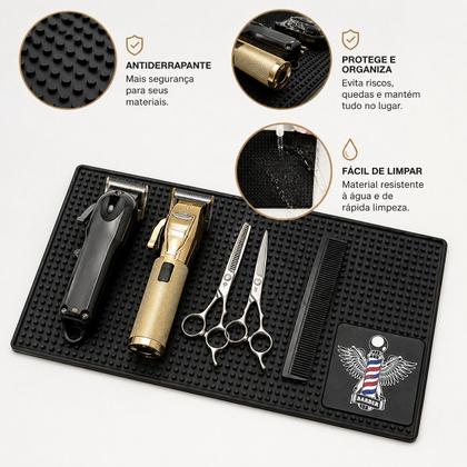 Imagem de Kit 2 Tapetes De Borracha Para Bancada Barbeiro Cabeleireiro