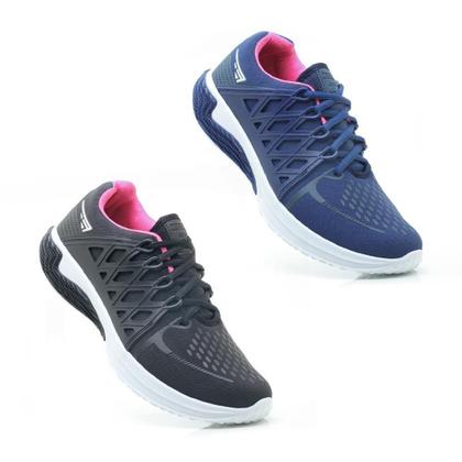 Imagem de Kit 2 Tênis Esportivo Feminino Cadarço Academia Fitness