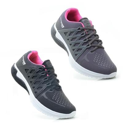 Imagem de Kit 2 Tênis Esportivo Feminino Cadarço Academia Fitness