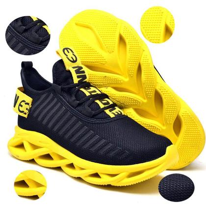 Imagem de Kit 2 Tênis Esportivo Feminino Easy Confortavel Resistente Branco e Amarelo