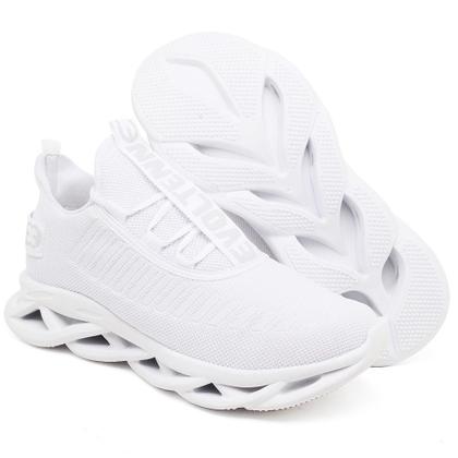 Imagem de Kit 2 Tênis Esportivo Feminino Easy Confortavel Resistente Branco e Amarelo