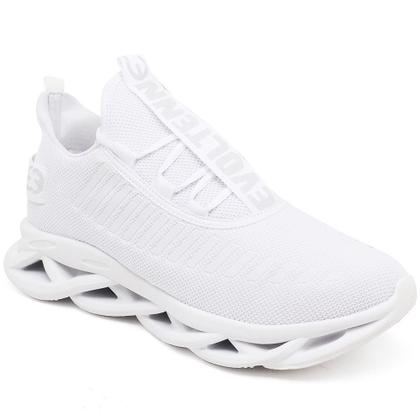 Imagem de Kit 2 Tênis Esportivo Feminino Easy Confortavel Resistente Branco e Amarelo