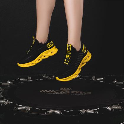 Imagem de Kit 2 Tênis Esportivo Feminino Easy Confortavel Resistente Branco e Amarelo