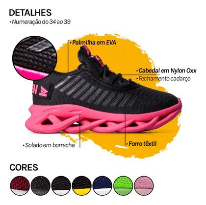 Imagem de Kit 2 Tênis Feminino Jaguar Esportivo Corrida Leve Macio