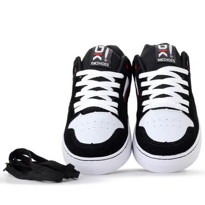 Imagem de Kit 2 Tênis Preto Preto/Branco Skate Skatista Casual Masculino Feminino