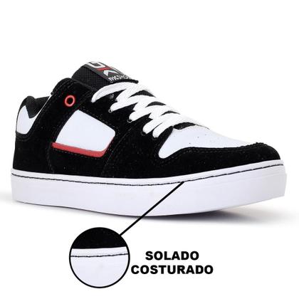 Imagem de Kit 2 Tênis Preto Preto/Branco Skate Skatista Casual Masculino Feminino