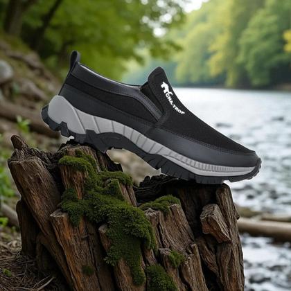 Imagem de Kit 2 Tênis Sapatilha Slip On Calce Fácil Masculina Casual Moderna de Trilha Adventure Super Leve e