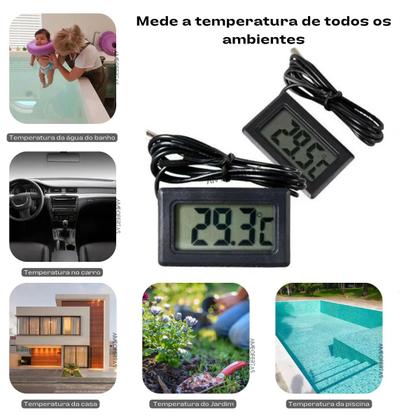 Imagem de Kit 2 Termômetro Digital Portátil Com Tela  LCD Medidor De Temperatura Para Freezer Geladeira Aquário Tanque Mini  