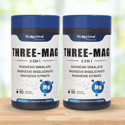 Imagem de Kit 2 Three-Mag Blend Magnésio Concentrado Dimalato Bisglicinato Citrato