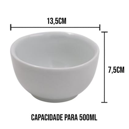 Imagem de Kit 2 Tigela Cumbuca Porcelana Branca 500ml Sopas Caldos Feijoada Refratário Açaí Feijoada Feijão Amendoins Petiscos