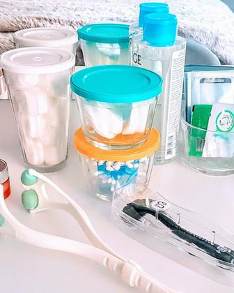 Imagem de Kit 2 Tigelas de Vidro Americano 600ml Tampa Colorida Nadir