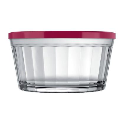 Imagem de Kit 2 Tigelas de Vidro Americano 600ml Tampa Colorida Nadir