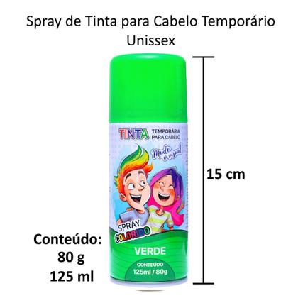 Imagem de Kit 2 Tintas de Cabelo Temporária Verde Spray lavável Cabelo Maluco Festas Carnaval
