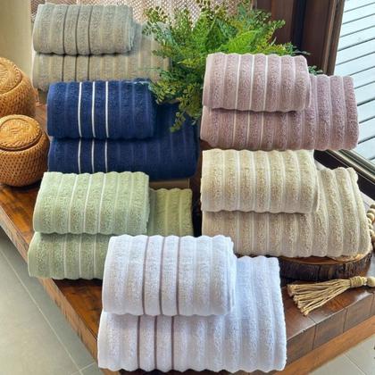 Imagem de Kit 2 toalha banho e rosto wave - chumbo - corttex