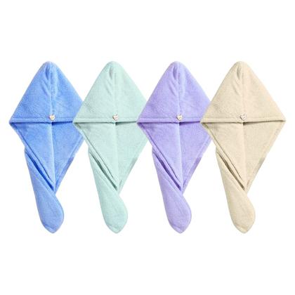 Imagem de Kit 2 Toalha Mágica Turbante Microfibra Seca Cabelo Botão Cabeleireiro SPA Cabelos Macios
