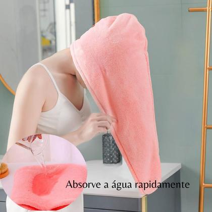 Imagem de Kit 2 Toalha Mágica Turbante Microfibra Seca Cabelo Botão Cabeleireiro SPA Cabelos Macios
